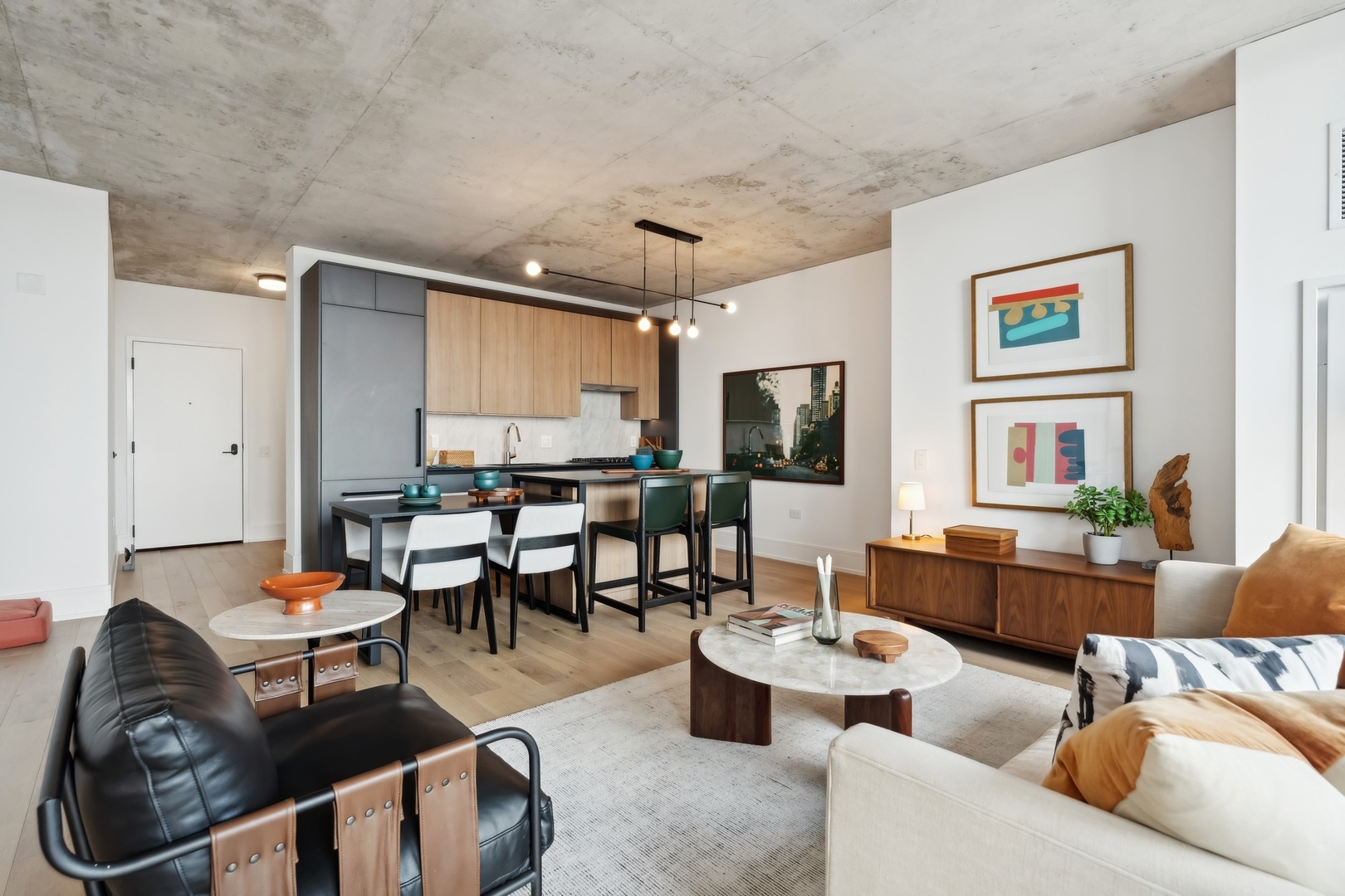 234 West Polk Street, Unit 2905 Chicago, IL 60607 - Photo 7 of 36 a living room with fireplace furniture and a window