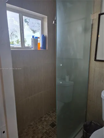 a bathroom with a window
