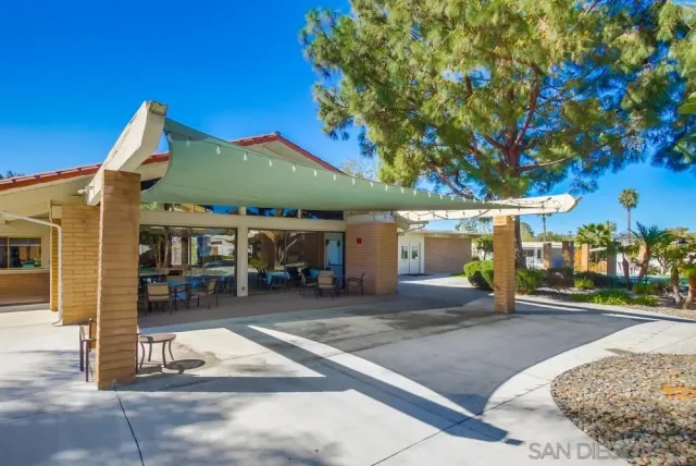 a view of a house with a patio