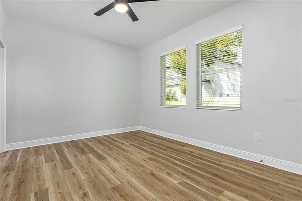 an empty room with windows