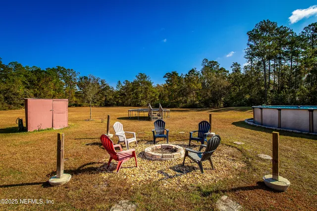 a view of a building with shelves