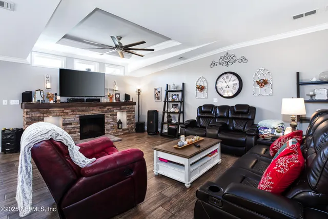 a living room with furniture