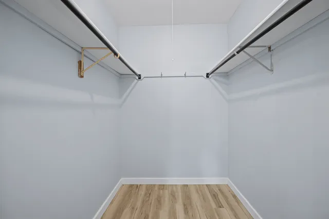 a view of small space with racks on the wall