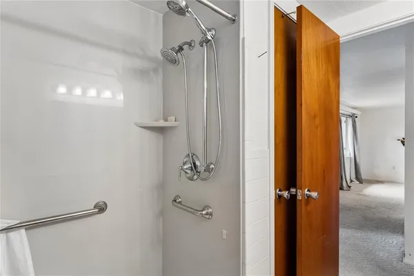 a bathroom with a shower