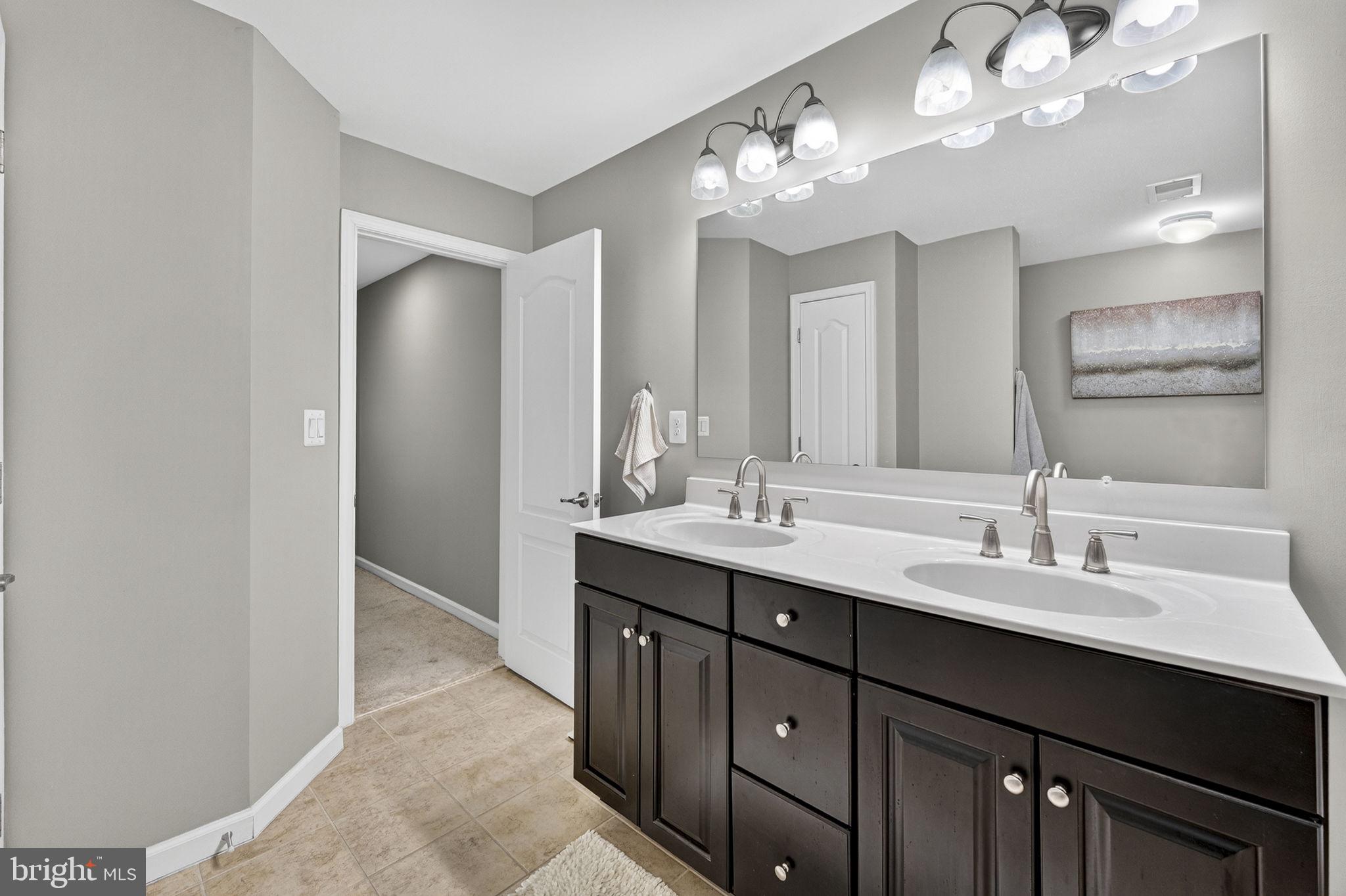 42558 Sunset Ridge Square Ashburn, VA 20148 - Photo 38 of 51 a bathroom with a double vanity sink and a mirror