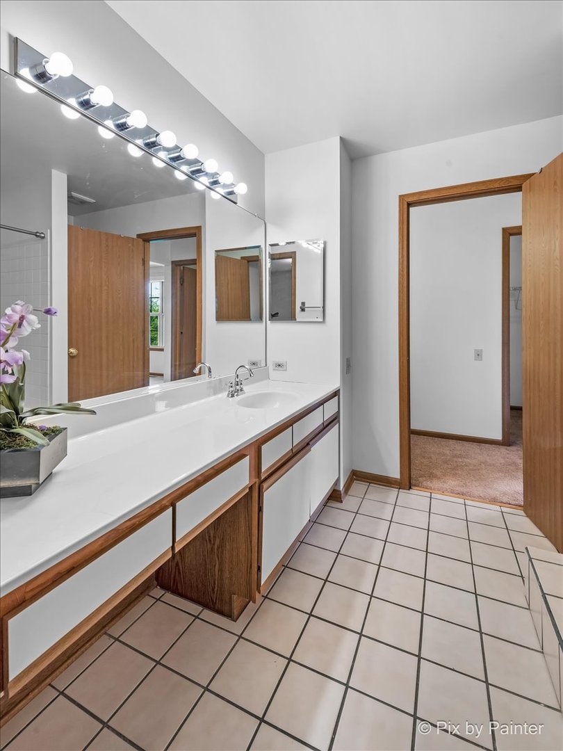 1664 Pebble Beach Circle Elgin, IL 60123 - Photo 13 of 24 a bathroom with a sink a mirror and a lamp