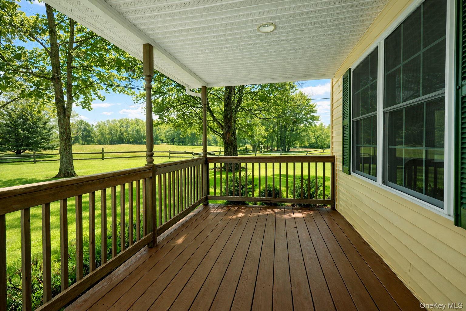 a view of a wooden deck