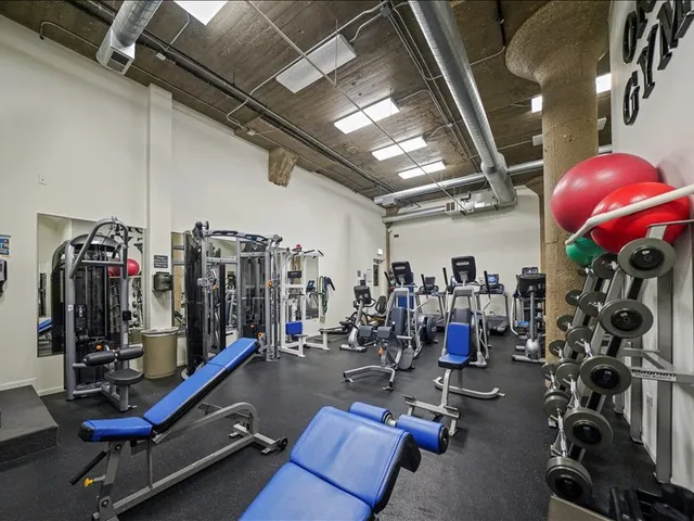 a view of a room with gym equipment