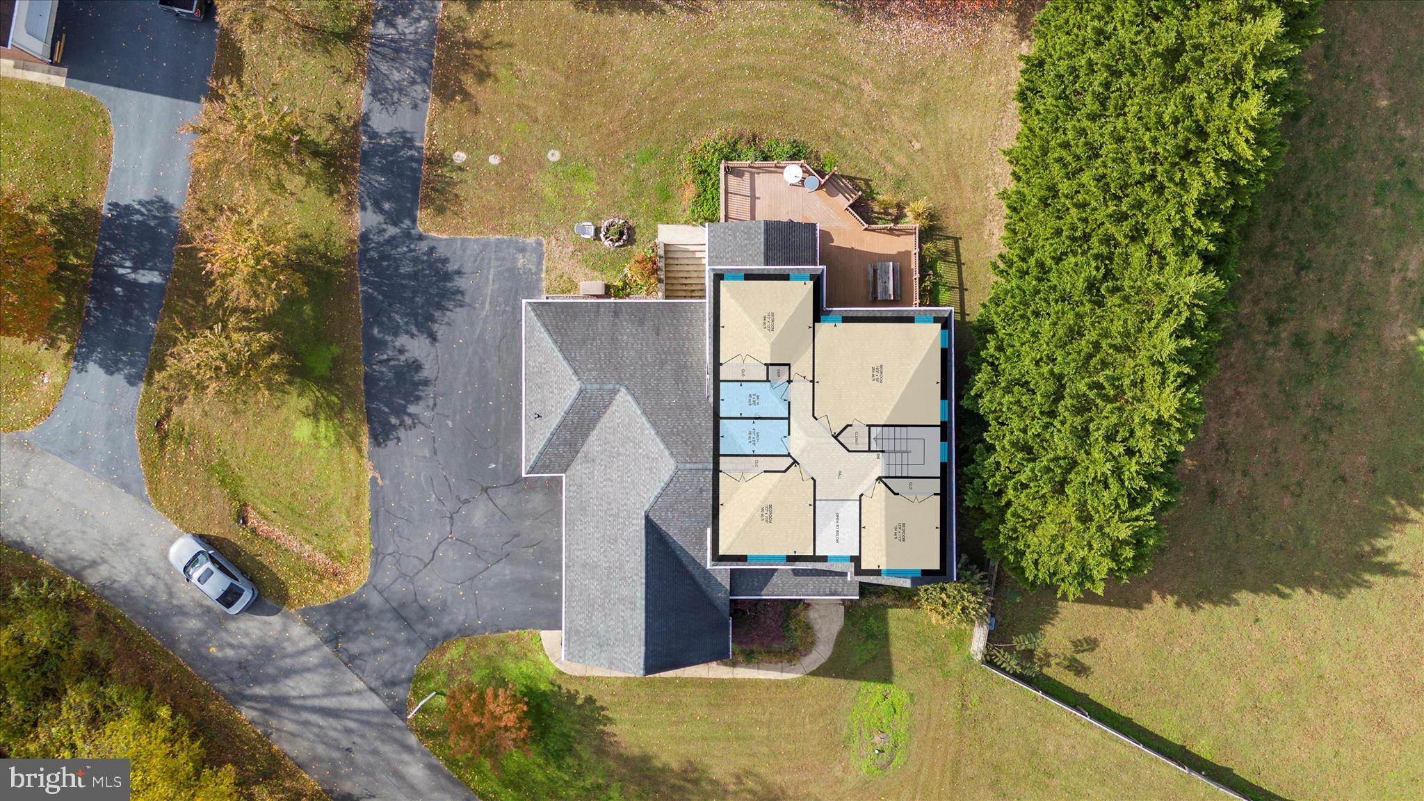 211 Still Water Lane Huntingtown, MD 20639 - Photo 81 of 87 aerial view of a house with swimming pool and large trees