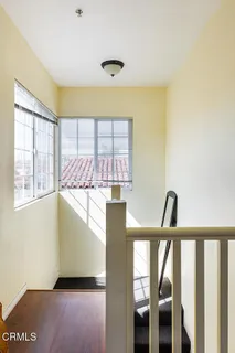 aerial view of a house with a garden