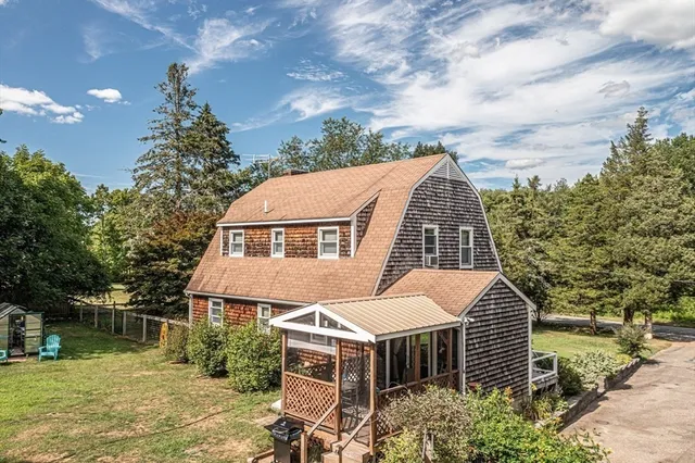 a aerial view of a house with balcony