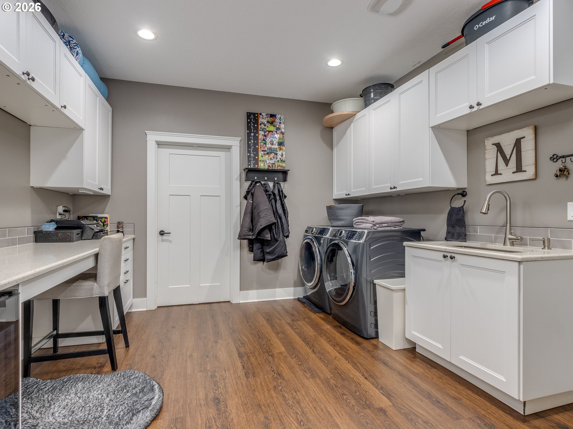 12950 South Barnards Road Molalla, OR 97038 - Photo 32 of 48 a view of a kitchen with fridge and wooden floor