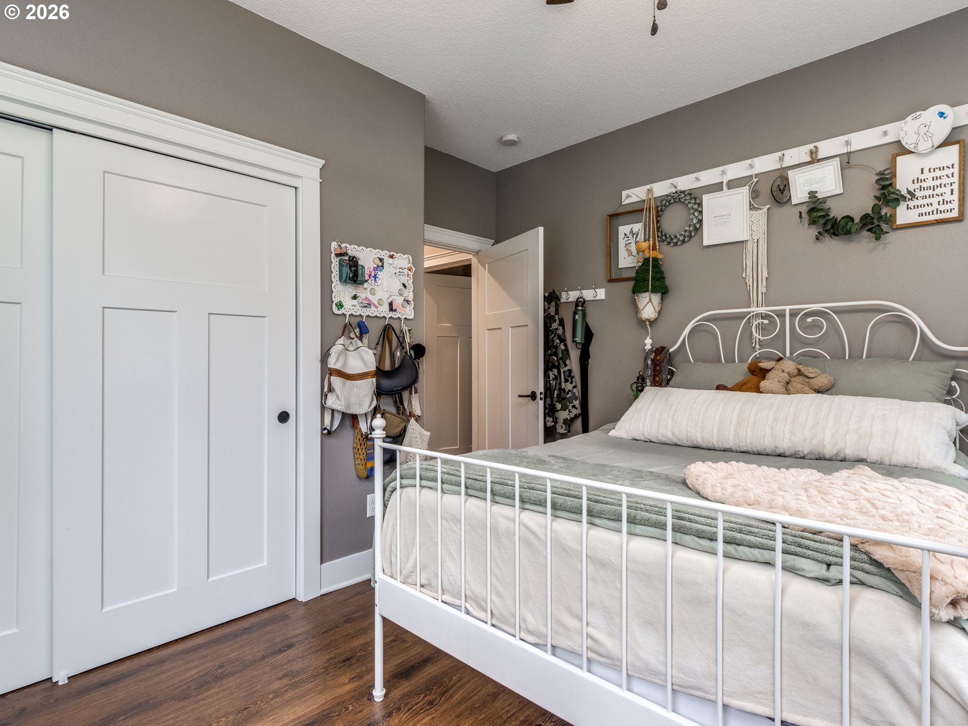 12950 South Barnards Road Molalla, OR 97038 - Photo 36 of 48 a bedroom with two beds and a wooden floor