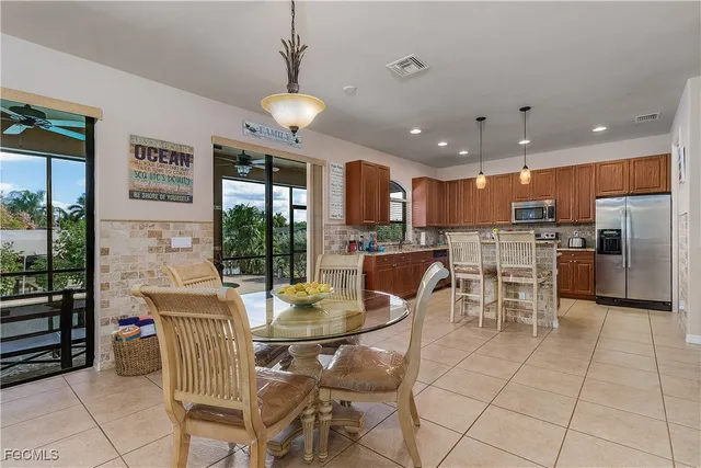 a view of a dining room and livingroom view