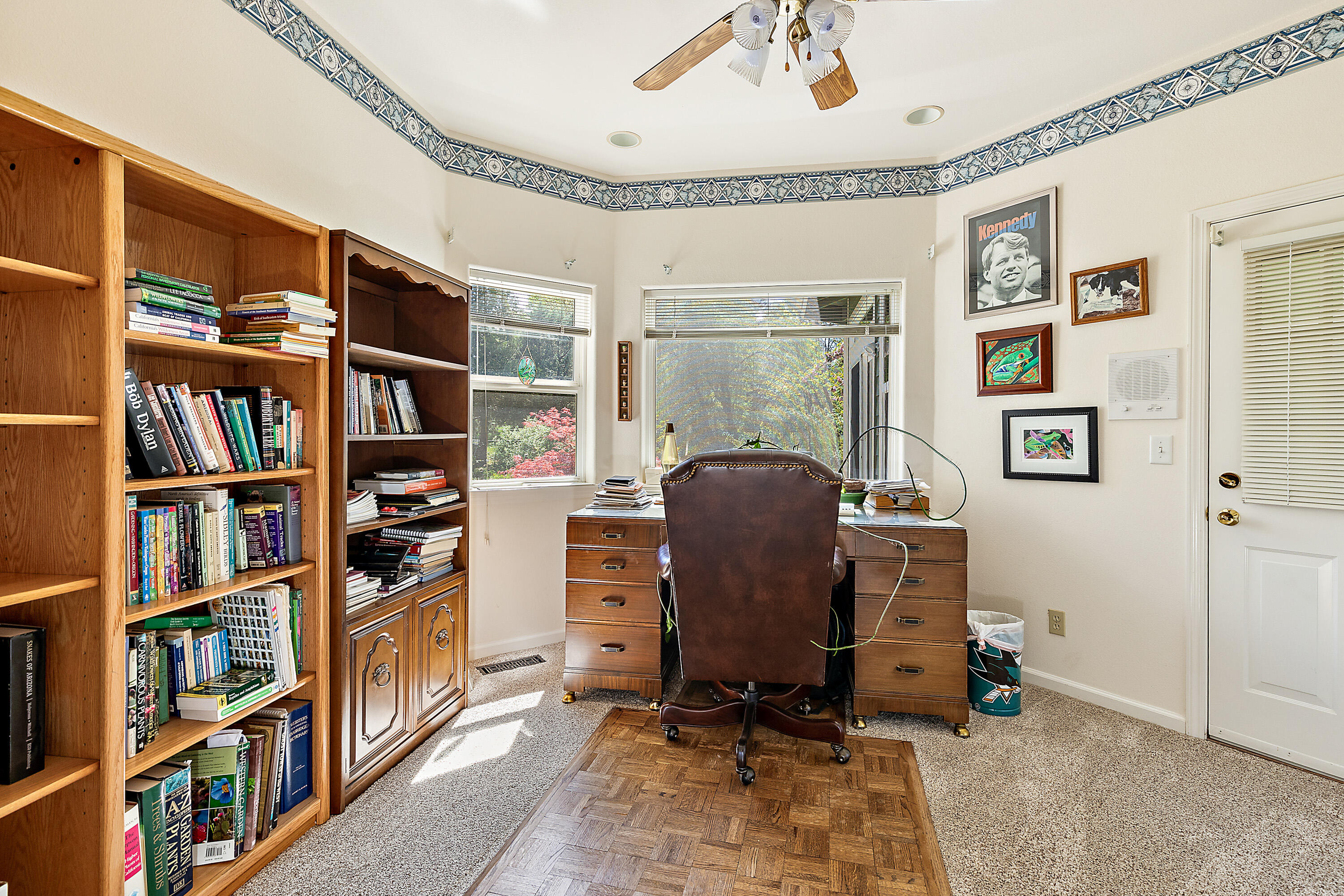 4000 Little Applegate Road Jacksonville, OR 97530 - Photo 20 of 47 a view of a workspace with bookshelf