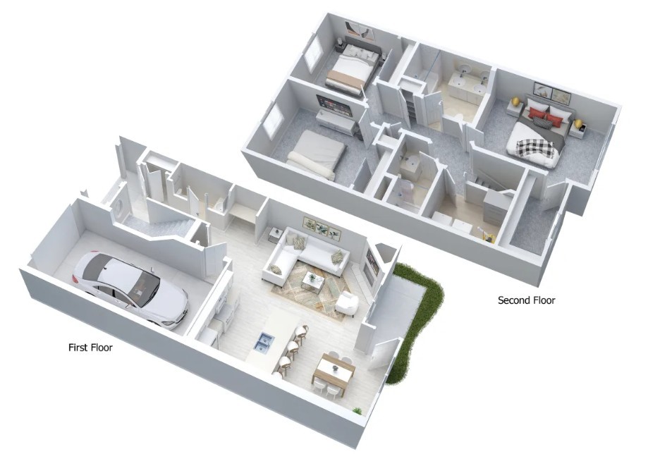 778 Royal Sunset Drive Webster, NY 14580 - Photo 38 of 38 Webster Woods 3-D floor plan of 3-bedroom, 2.5 bat