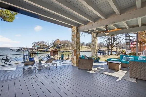 a outdoor space with wooden floor