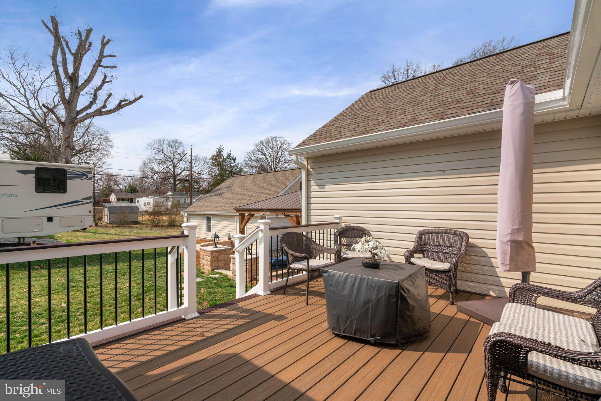 37 Pendleton Road Fredericksburg, VA 22405 - Photo 30 of 43 a view of a roof deck with table and chairs with wooden floor and fence