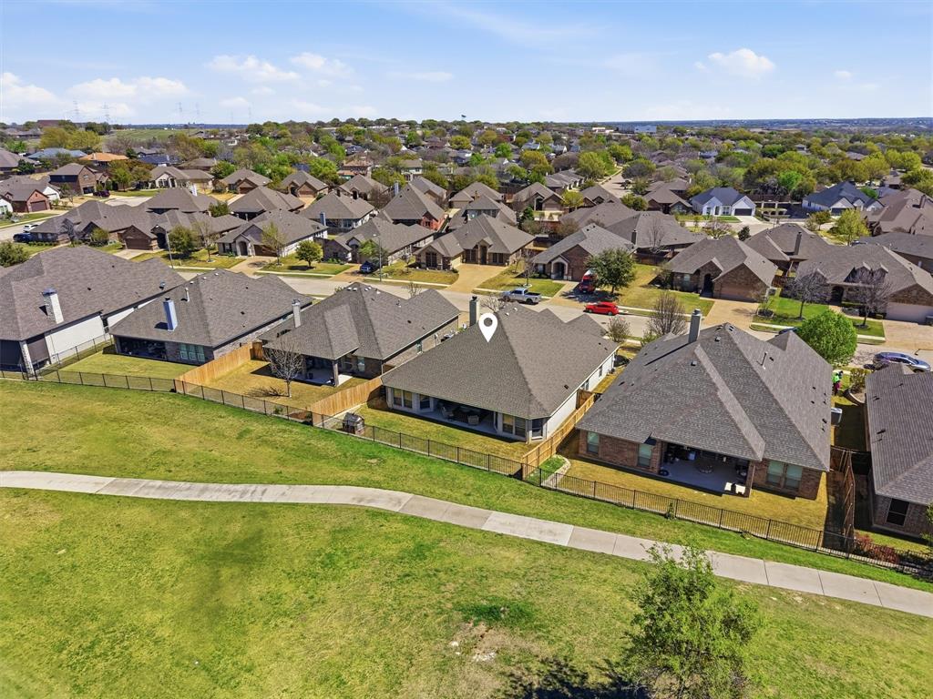 7224 Prestwick Terrace Benbrook, TX 76126 - Photo 7 of 26 Aerial overview showcasing the golf course and the lay of the property. House is marked with a pin.