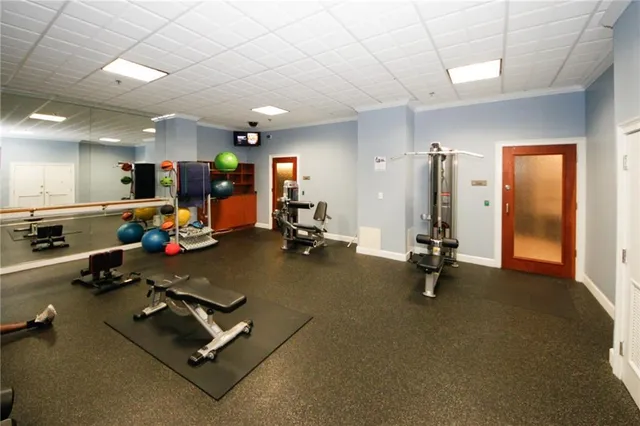 a view of a room with gym equipment