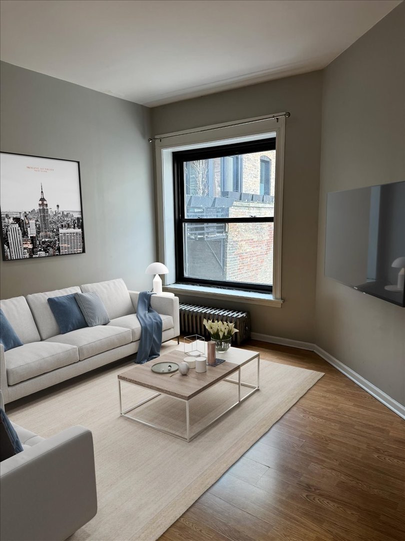 20 East Goethe Street, Unit 203 Chicago, IL 60610 - Photo 7 of 9 a living room with furniture and a window