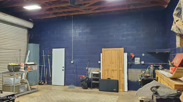 a view of workspace with wooden floor