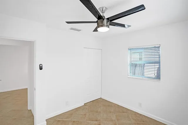 a view of a room with a window