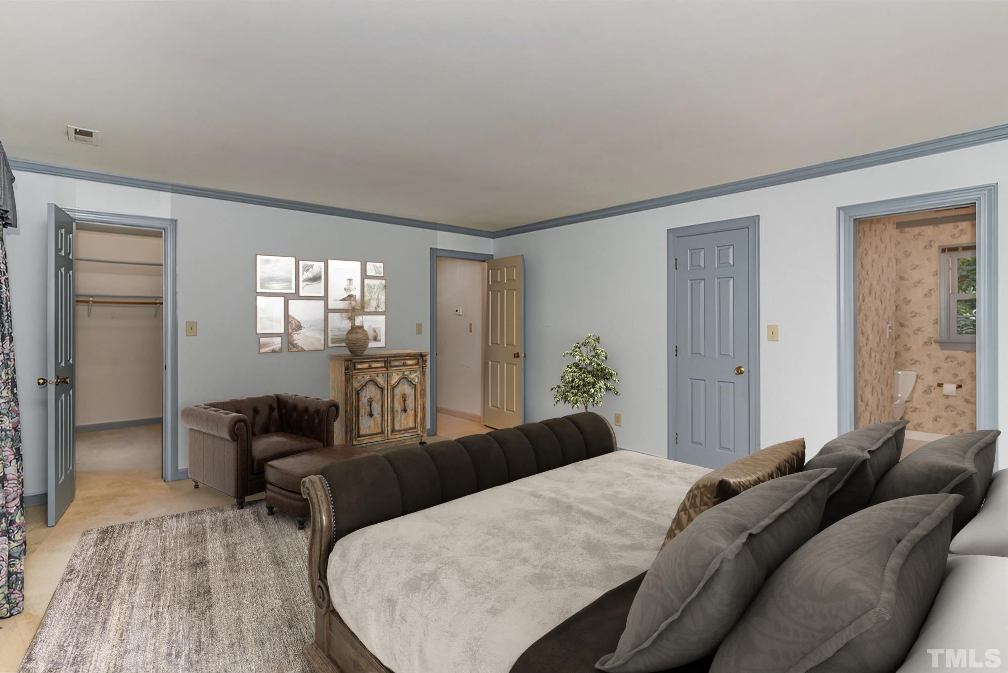4909 Springwood Drive Raleigh, NC 27613 - Photo 31 of 59 a bedroom with a bed and glass table