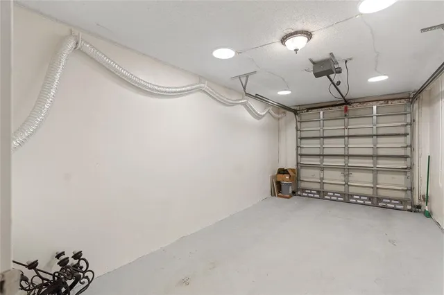 a view of a garage with furniture