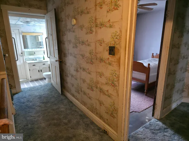 a bathroom with a granite countertop shower and a sink
