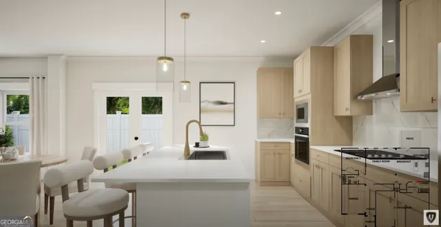 a living room with furniture