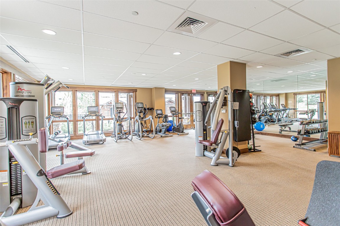 1175 Bangtail Way, Unit 2106 Steamboat Springs, CO 80487 - Photo 23 of 32 a view of a room with gym equipment