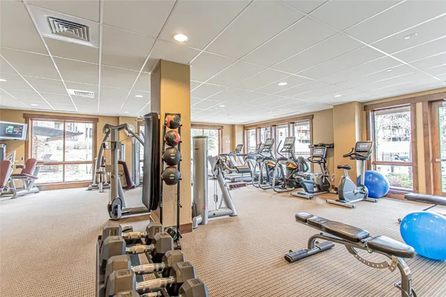 a view of a room with gym equipment