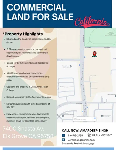 $6,999,000 | 7400 Shasta Avenue, Elk Grove, CA 95758