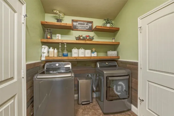 a view of a storage and utility room in a room