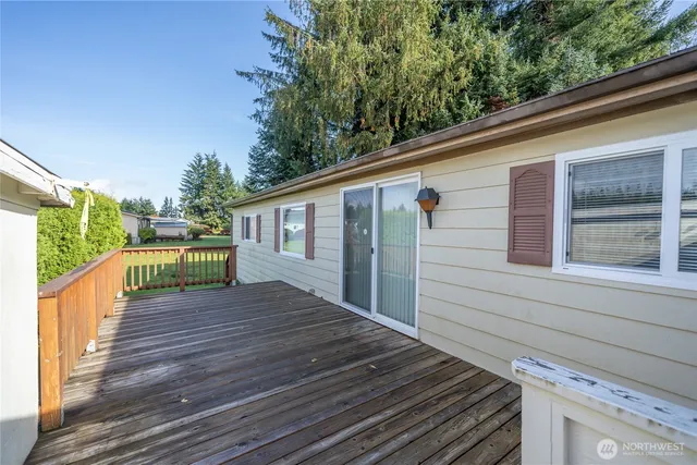 a porch with seating space
