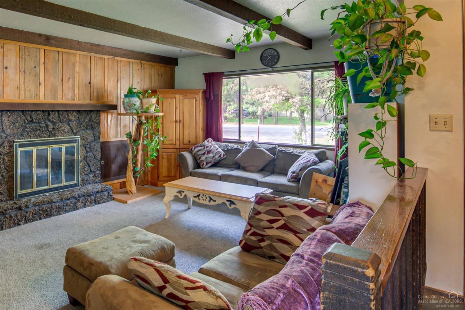 60860 Diamond Road Bend, OR 97702 - Photo 5 of 25 Sunken living room. Cozy fireplace, and