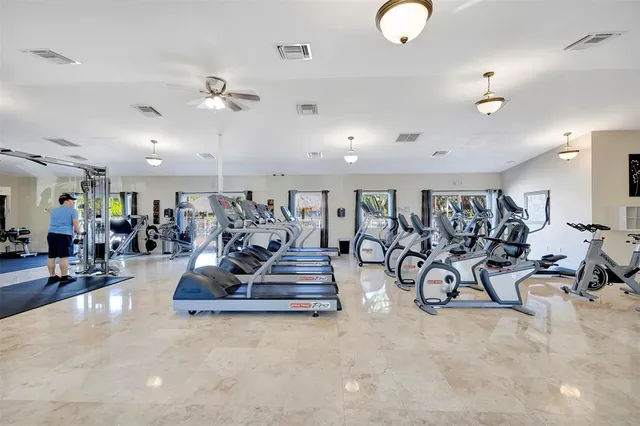 a view of a room with gym equipment