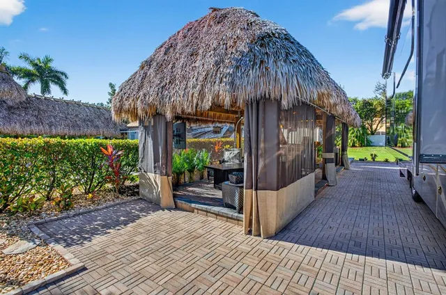 a backyard of a house with lots of green space