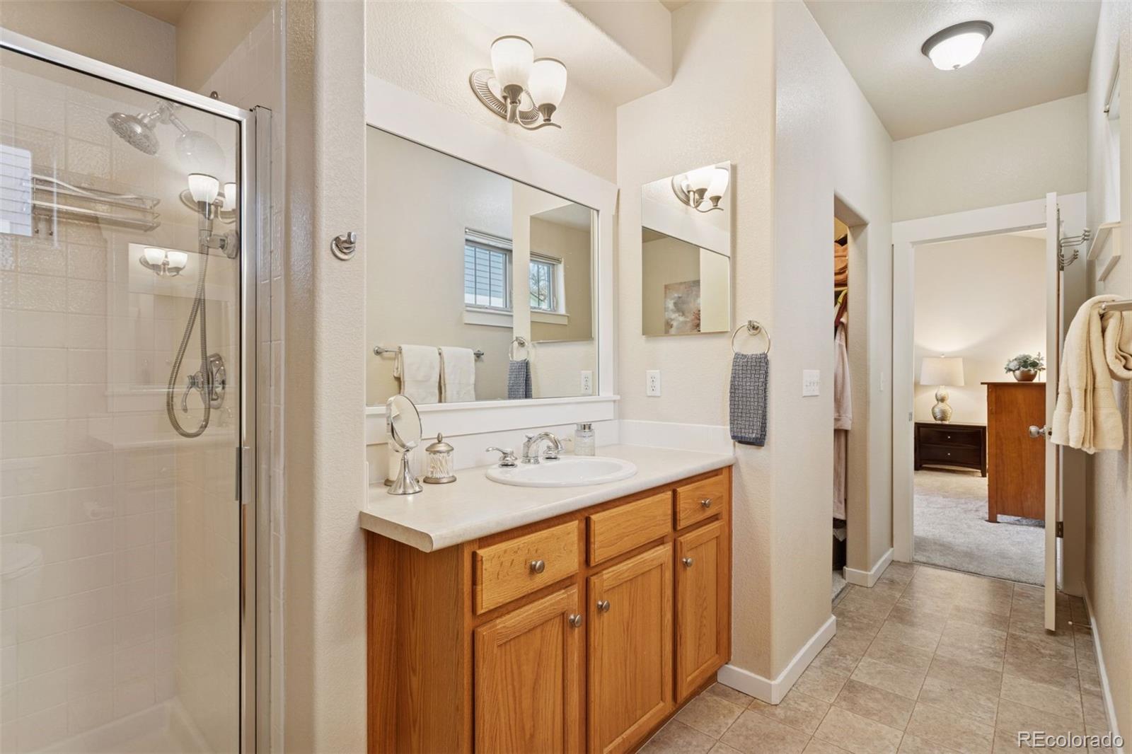 2882 Alton Street Denver, CO 80238 - Photo 18 of 42 a bathroom with a sink vanity and a mirror
