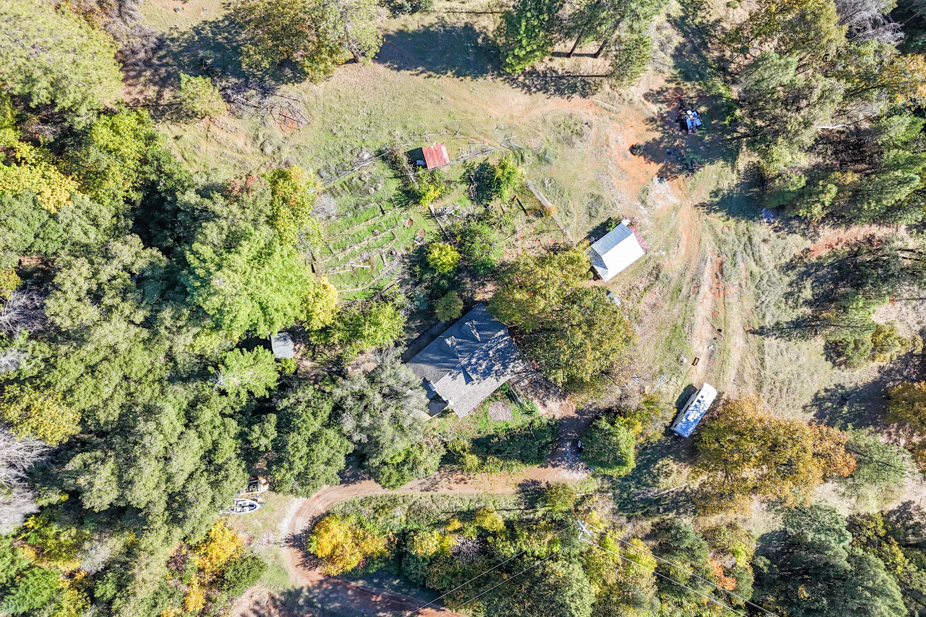 20389 Our Road Lakehead, CA 96051 - Photo 77 of 92 AERIAL VIEW OF HOME AND CABIN