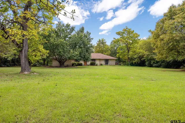 a view of outdoor space with garden and trees