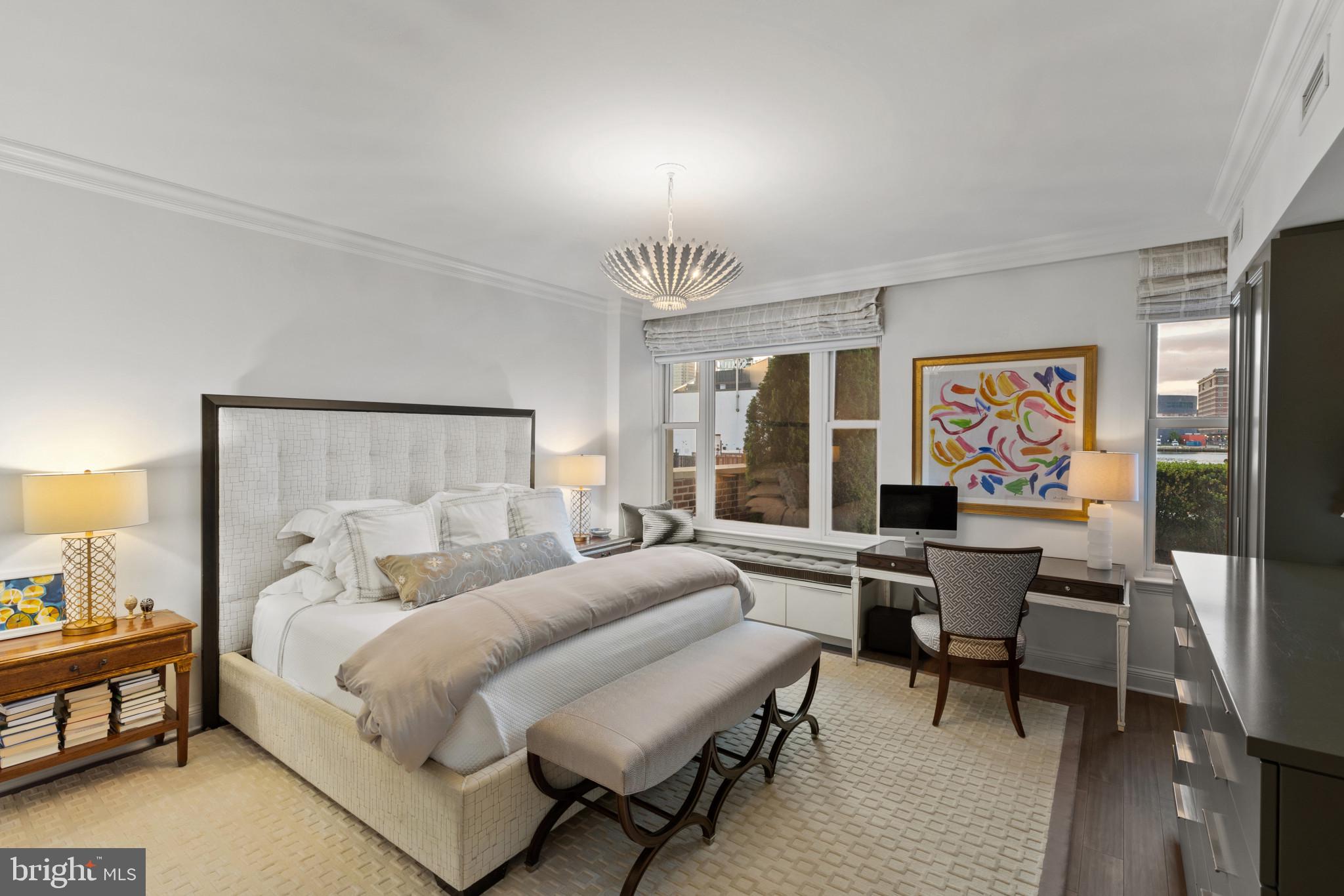 801 Key Highway, Unit 110 Baltimore, MD 21230 - Photo 34 of 78 Primary Bedroom Overlooking the Harbor
