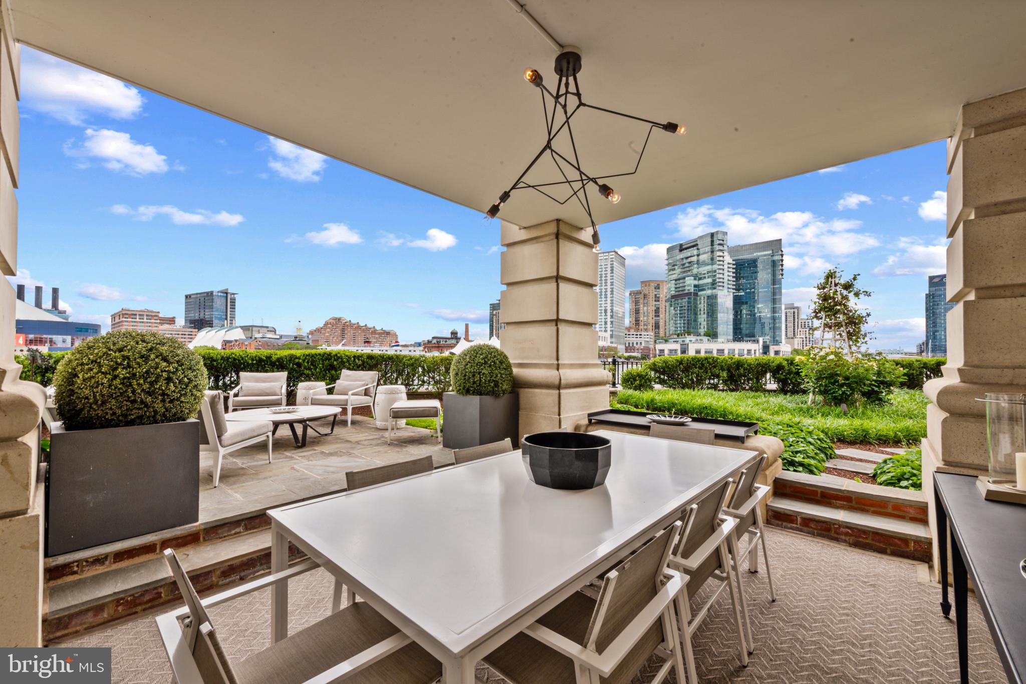801 Key Highway, Unit 110 Baltimore, MD 21230 - Photo 55 of 78 a view of a dining table and chairs in the patio