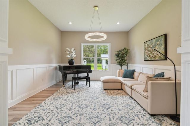 a view of outdoor space with trees all around