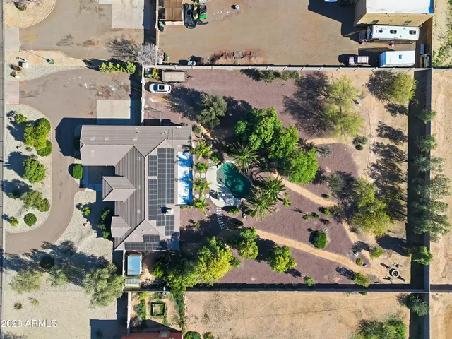 an aerial view of house with outdoor space