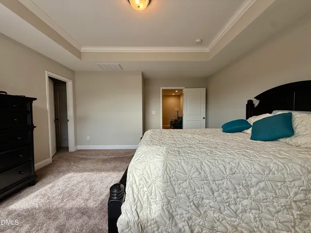 a bedroom with a bed and closet