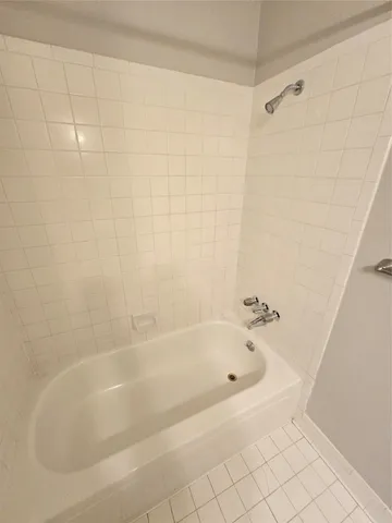 a bathroom with a bathtub
