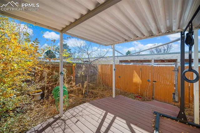 a outdoor space with wooden floor