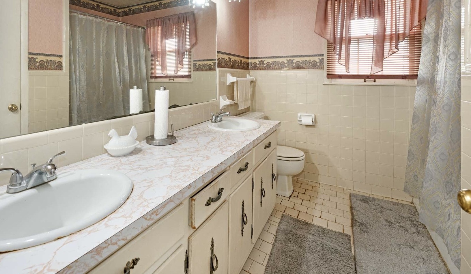 3265 Mt Tabor Road Murfreesboro, TN 37127 - Photo 18 of 30 a bathroom with a granite countertop sink a toilet and a mirror